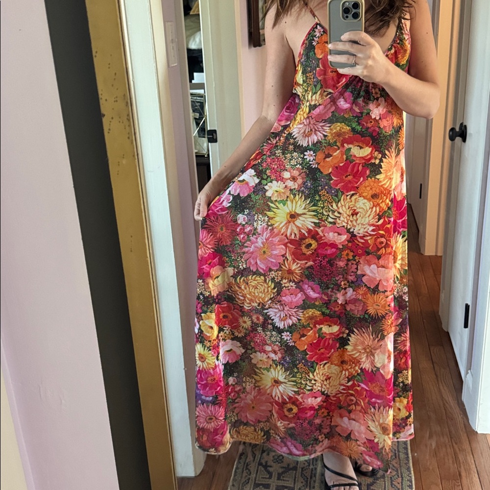Vintage sheer floral maxi dress/nightgown